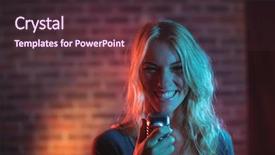  Presentation with portrait of excited overjoyed female - Audience pleasing PPT layouts consisting of acoustic noise - portrait of female singer performing backdrop and a tawny brown colored foreground