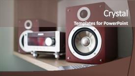  Presentation with speakers - Amazing PPT layouts having acoustic noise - wooden audio speakers and tv backdrop and a  colored foreground