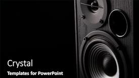  Presentation with speakers - PPT theme with acoustic-sound-speakers-on-black background and a black colored foreground