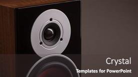 Presentation with speakers - Amazing PPT theme having acoustic-sound-speakers-on-black backdrop and a dark gray colored foreground
