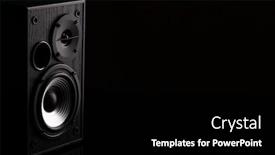  Presentation with speakers - Presentation design featuring acoustic-sound-speakers-with-copy background and a black colored foreground