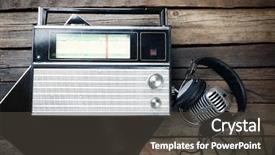  Presentation with radio - PPT theme consisting of acoustic waves - radio with headphones and microphone background and a dark gray colored foreground