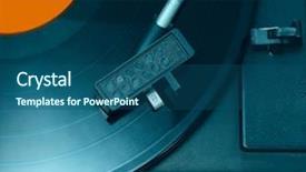  Presentation with vinyl - Amazing slides having acoustic waves - retro vinyl player with disc backdrop and a ocean colored foreground