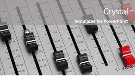  Presentation with audio mixing - PPT layouts featuring acoustic waves - stereo audio mixer with knobs background and a  colored foreground
