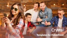  Presentation with group - Amazing presentation theme having acquaintance and flirtation a woman backdrop and a red colored foreground