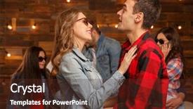  Presentation with visionary men - Beautiful presentation design featuring acquaintance and flirtation a woman backdrop and a tawny brown colored foreground