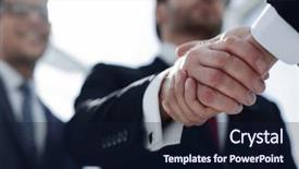  Presentation with handshake - Presentation theme enhanced with acquisition - close up handshake business people background and a wine colored foreground