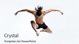  Presentation with studio - Audience pleasing PPT layouts consisting of acrobatic gymnastics - modern style dancer posing backdrop and a cool aqua colored foreground
