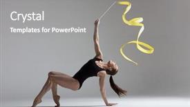  Presentation with gymnastics - Beautiful presentation theme featuring acrobatic gymnastics - young beautiful atglete is posing backdrop and a gray colored foreground