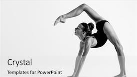  Presentation with stretching - PPT theme enhanced with acrobatic gymnastics - young gymnast girl stretching background and a white colored foreground