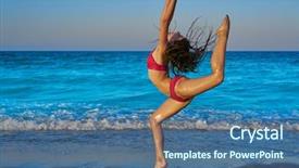  Presentation with gymnastics - Cool new PPT layouts with acrobatic gymnastics bikini girl backdrop and a ocean colored foreground