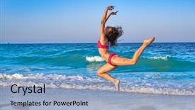  Presentation with gymnastics - Slide deck enhanced with acrobatic gymnastics bikini girl background and a light blue colored foreground