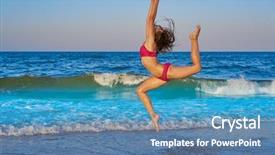  Presentation with gymnastics - Slide set with acrobatic gymnastics bikini girl background and a teal colored foreground