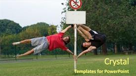 Presentation with acrobats - Cool new theme with acrobatic trick of two acrobats backdrop and a tawny brown colored foreground