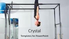  Presentation with pilates - PPT theme having acrobatic upside down balance reform background and a light gray colored foreground