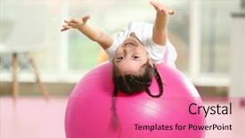  Presentation with acrobatics - Beautiful theme featuring acrobatics - little cute girl doing exercises backdrop and a coral colored foreground