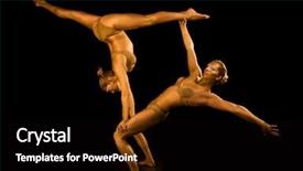  Presentation with gold ovation - Audience pleasing PPT theme consisting of acrobatics - two acrobatic girl toned backdrop and a black colored foreground