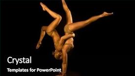  Presentation with on pit gold - PPT theme enhanced with acrobatics - two acrobatic girl toned background and a black colored foreground