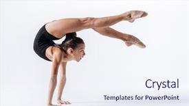  Presentation with stretching - Audience pleasing presentation theme consisting of acrobatics - young gymnast girl stretching backdrop and a sky blue colored foreground