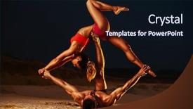  Presentation with sports - PPT theme enhanced with acrobatics - young sports couple doing acroyoga background and a wine colored foreground