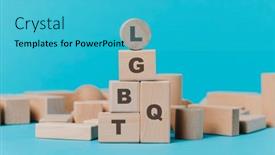  Presentation with lgbtq - PPT theme consisting of acronym-lgbtq-written-in-wooden background and a cyan colored foreground