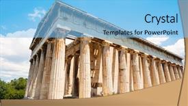  Presentation with ancient greek - Presentation design having acropolia - ancient temple greek ruins acropolis background and a  colored foreground