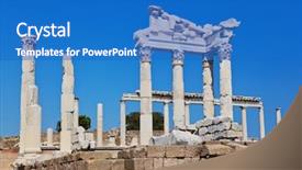  Presentation with turkey - Presentation design having acropolia - temple of trajan at acropolis background and a teal colored foreground