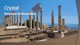  Presentation with temple - Colorful presentation theme enhanced with acropolia - temple of trajan at acropolis backdrop and a teal colored foreground