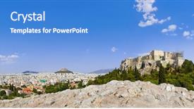  Presentation with travel - Slides consisting of panorama of acropolis and athens background and a  colored foreground