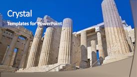  Presentation with travel - Beautiful slides featuring entrance to acropolis at athens backdrop and a cobalt blue colored foreground