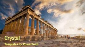  Presentation with sunset - Presentation design with acropolis columns of the parthenon background and a tawny brown colored foreground