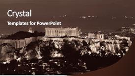  Presentation with night - Beautiful presentation design featuring acropolis historical ruins at night backdrop and a tawny brown colored foreground