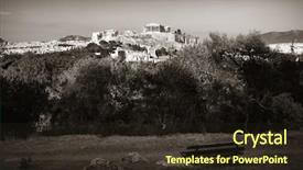  Presentation with mountain top - Slide set featuring acropolis historical ruins on top background and a  colored foreground