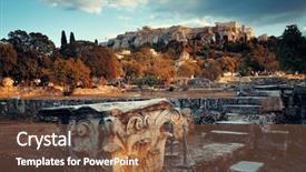  Presentation with climbing to top of mountain - Colorful presentation theme enhanced with acropolis historical ruins on top backdrop and a  colored foreground