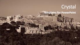  Presentation with history - Amazing PPT theme having acropolis historical ruins on top backdrop and a coral colored foreground