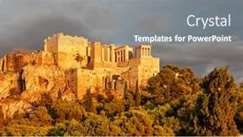  Presentation with greek - Beautiful PPT layouts featuring acropolis in athens city at sunset greece - greek landscape backdrop and a gray colored foreground