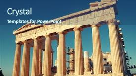  Presentation with temple - Presentation featuring acropolis in athens greece background and a ocean colored foreground