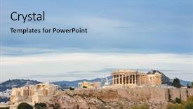  Presentation with magic sunset rays - Audience pleasing slide deck consisting of acropolis in rays of sunset backdrop and a light blue colored foreground