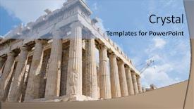  Presentation with temple - Audience pleasing presentation theme consisting of the acropolis parthenon athens backdrop and a light blue colored foreground
