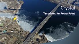  Presentation with bridge - Audience pleasing slide deck consisting of dnepro - bridge across dnepr river backdrop and a navy blue colored foreground