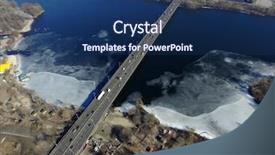  Presentation with bridge - PPT theme featuring dnepro - bridge across dnepr river background and a ocean colored foreground