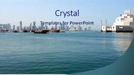  Presentation with qatar - Presentation design featuring across doha bay in qatar background and a light blue colored foreground