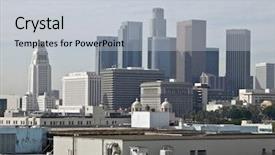  Presentation with downtown los angeles - Slides featuring across rooftops towards the civic background and a light gray colored foreground