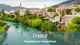 Presentation with scenic - PPT theme featuring across the neretva river bosnia background and a seafoam green colored foreground