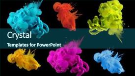  Presentation with ink blot - Colorful PPT layouts enhanced with acrylic colors in water ink backdrop and a ocean colored foreground