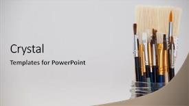  Presentation with abstract paint brush texture art - Amazing presentation theme having acrylic plastic - varieties of paint brushes backdrop and a  colored foreground