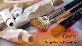  Presentation with artistic artist art brush - Cool new presentation theme with acrylics paints with artistic brushes backdrop and a red colored foreground
