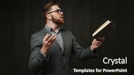  Presentation with acting - PPT theme having acting - bearded young man in eyeglasses background and a black colored foreground