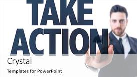  Presentation with take - Audience pleasing theme consisting of acting - business man pointing the text backdrop and a white colored foreground