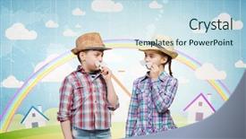  Presentation with cute - Presentation with acting - cute girl and boy wearing background and a sky blue colored foreground